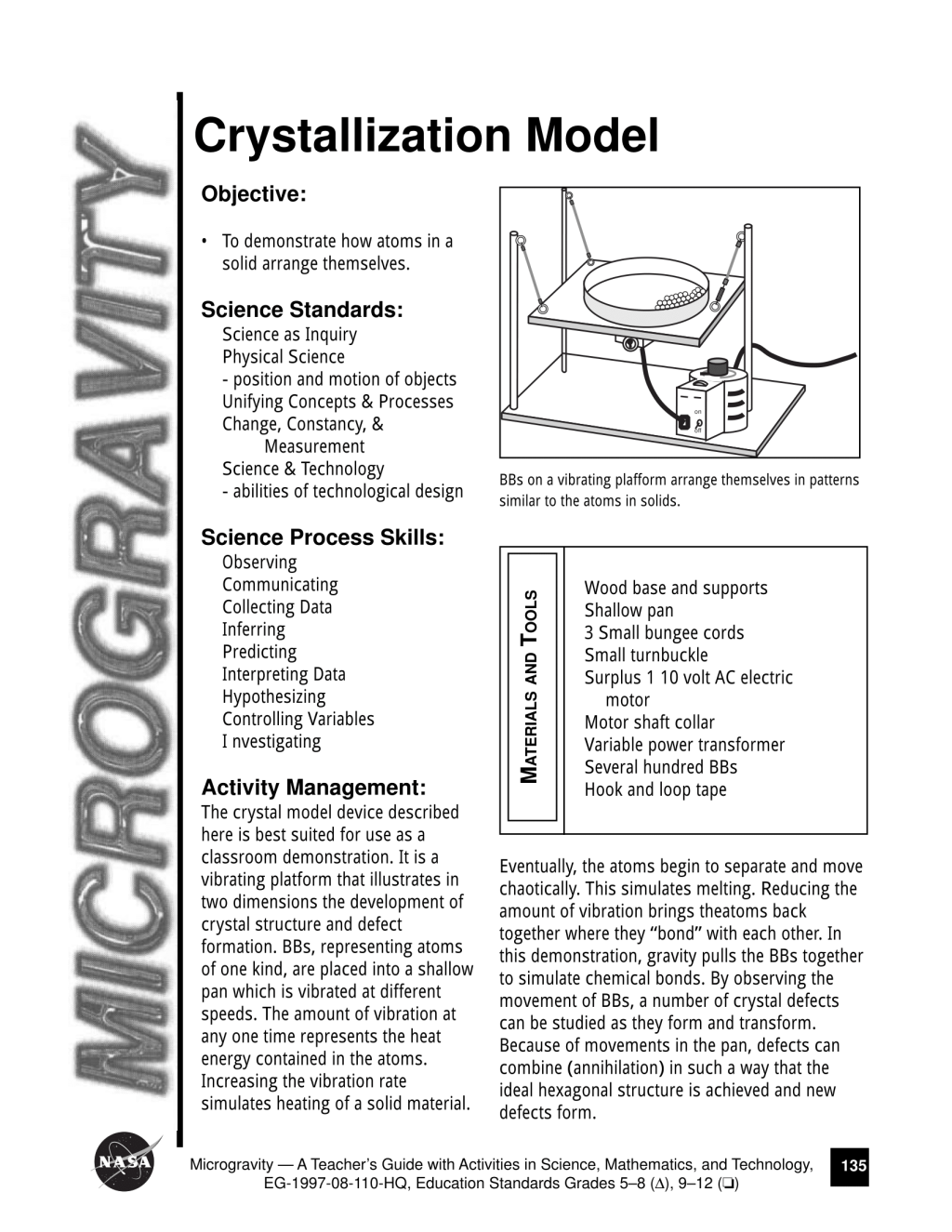 First page of Microgravity Crystallization Model Activity