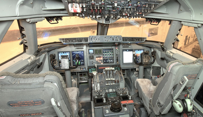 The cockpit of NASA's Stratospheric Observatory for Infrared Astronomy (SOFIA) received an avionics modernization upgrade in 2012 that replaced the outdated avionics suite with new avionics systems. Most of the analog gauges and associated hardware were replaced by digital, computer-based systems wi