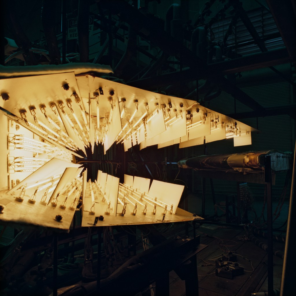 Interior of custom radiant heater for Pegasus wing glove test.