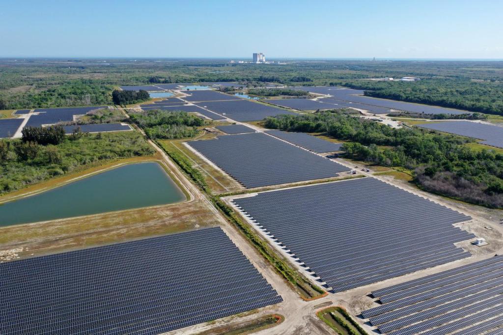 Florida Power and Light’s (FPL) new Discovery Solar Energy Center is a 74.5 megawatt solar site, spanning 491 acres at NASA’s Kennedy Space Center in Florida. The site contains about 250,000 solar panels, and once it’s operational, will produce enough energy to power approximately 15,000 homes. Construction began in spring 2020, and teams expect to have the solar site finished by May 2021. Harnessing energy from the Sun, the panels will not directly power anything at Kennedy, but rather, will send energy directly to FPL’s electricity grid for distribution to existing customers.