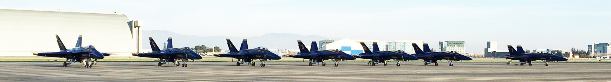 The Navy’s Blue Angels flew over Superbowl 50 at nearby Santa Clara’s Levi’s stadium