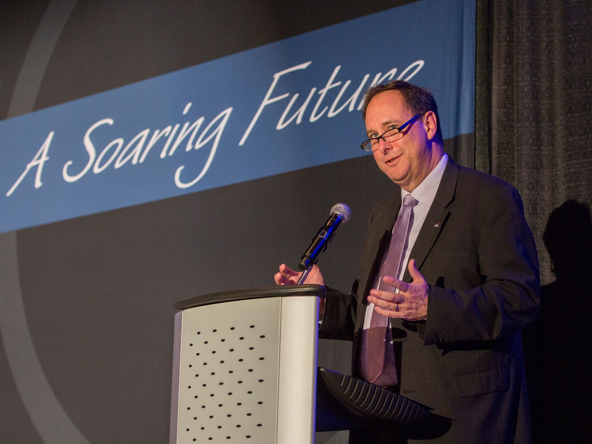 NASA Acting Administrator Robert Lightfoot gives closing remarks July 14 at NASA Langley Research Center's Centennial Symposium.