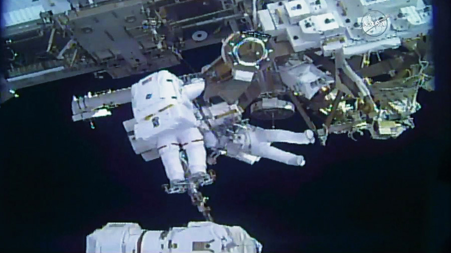 Spacewalkers Mark Vande Hei and Norishige Kanai