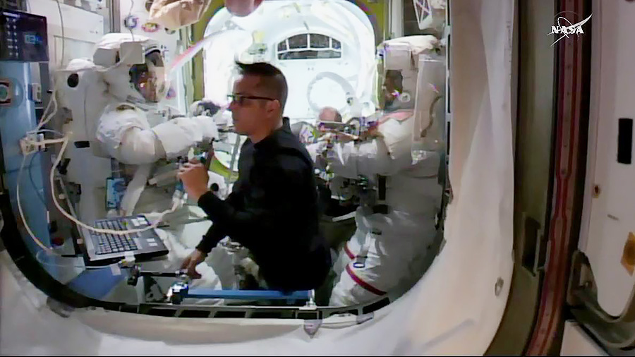 Astronauts in Quest Airlock