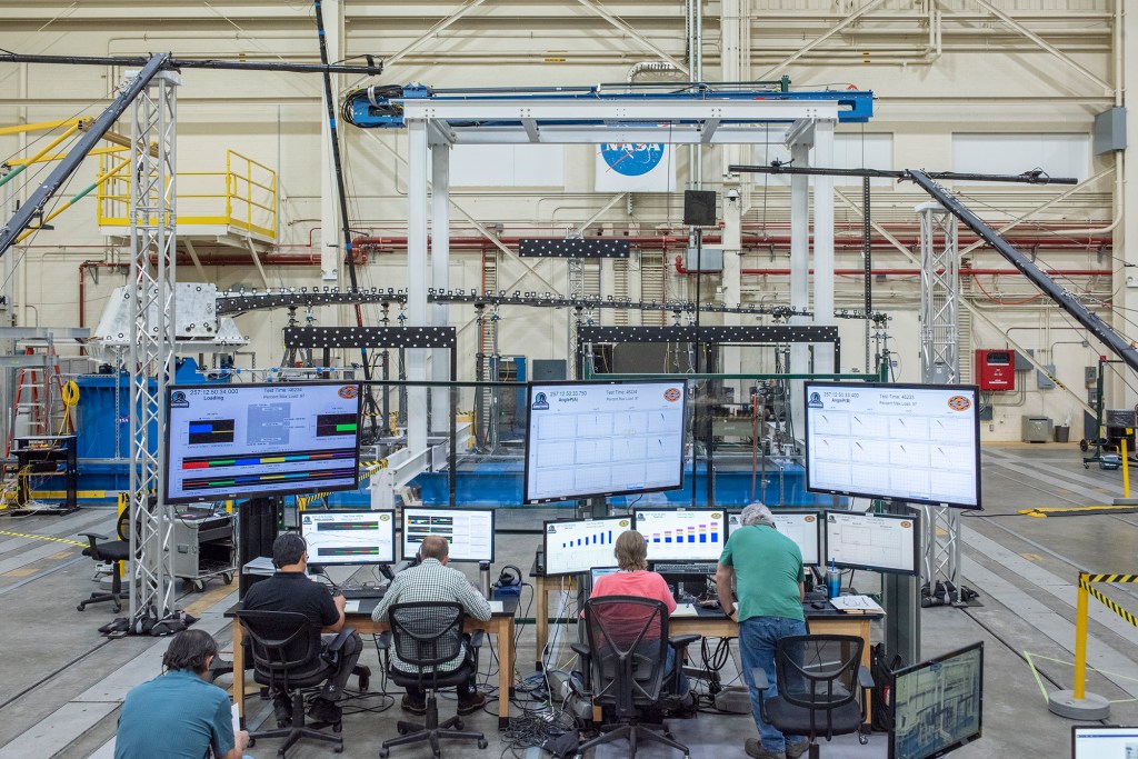 A broad view of test set up for the high aspect ratio Passive Aeroelastic Tailored wing.