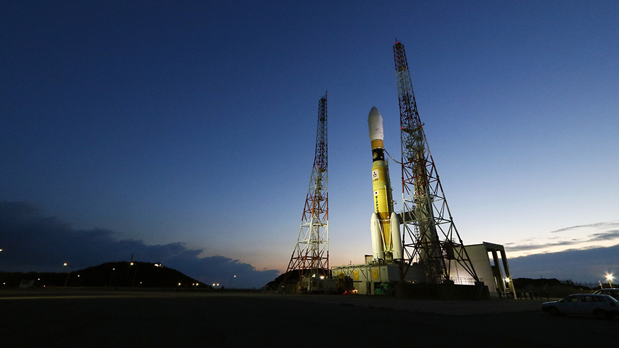 Japan's H-IIB rocket is pictured at the launch pad