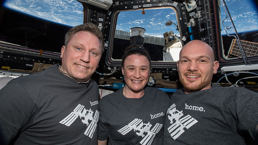 The three Expedition 57 crew members