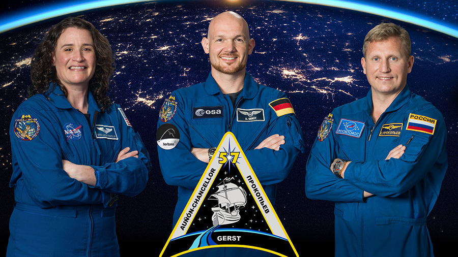 The three-member Expedition 57 crew