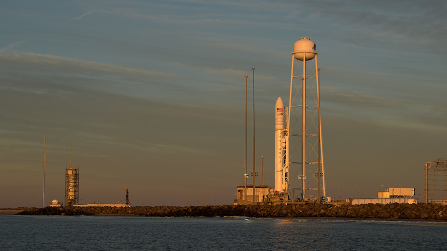 The Northrop Grumman Antares rocket carrying a Cygnus resupply spacecraft