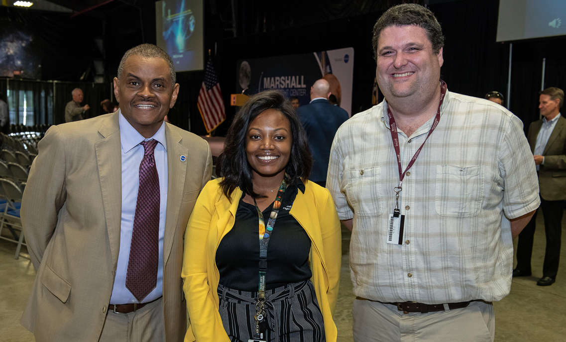 Among the event participants are, from left, Nate Boclair, April McDaniels and Kelvin Nichols.