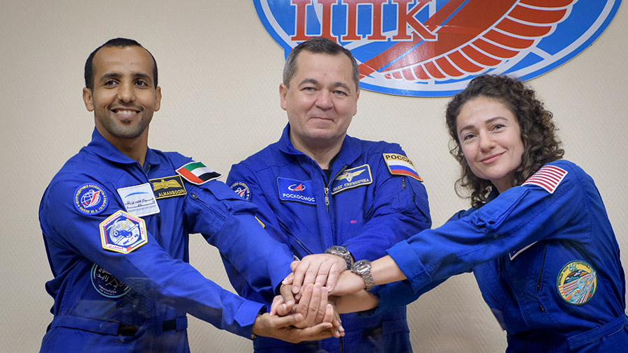 Station crewmates pose for a portrait