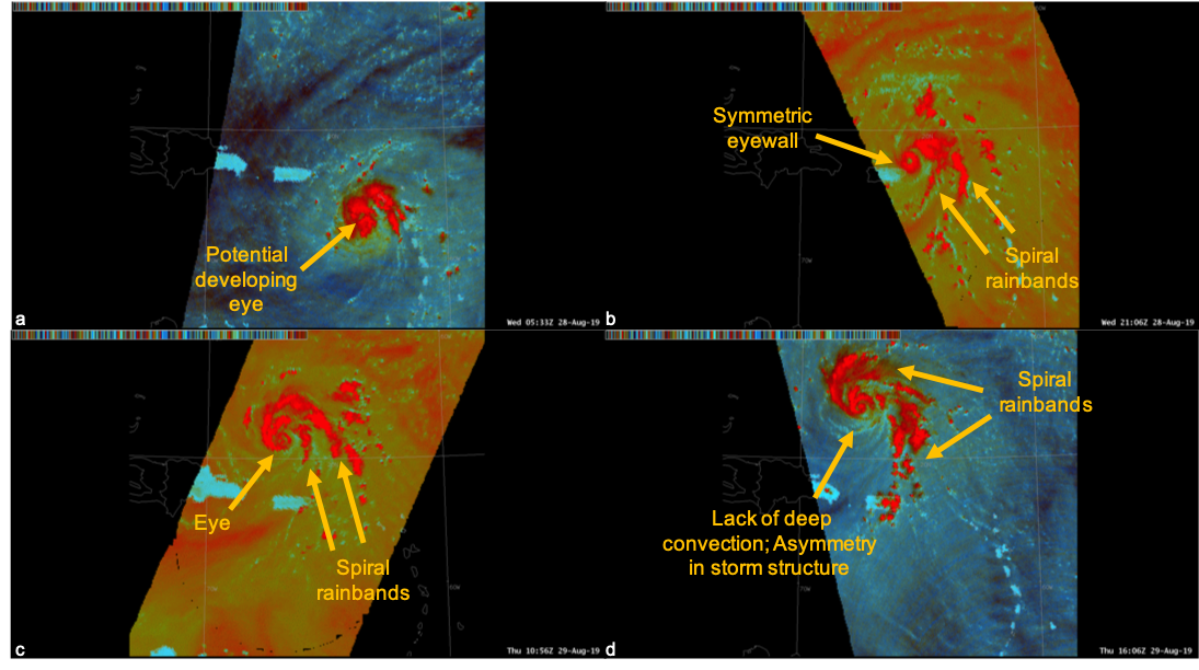 Satellite images of a hurricane