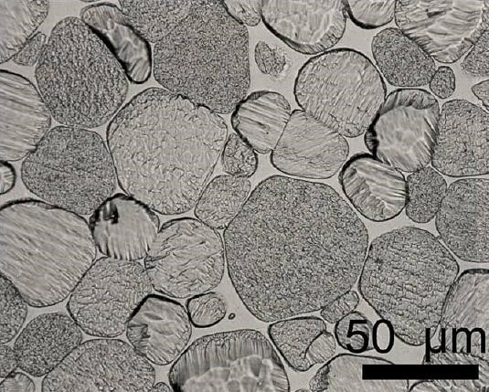 microscopic image of liquified tungsten alloy