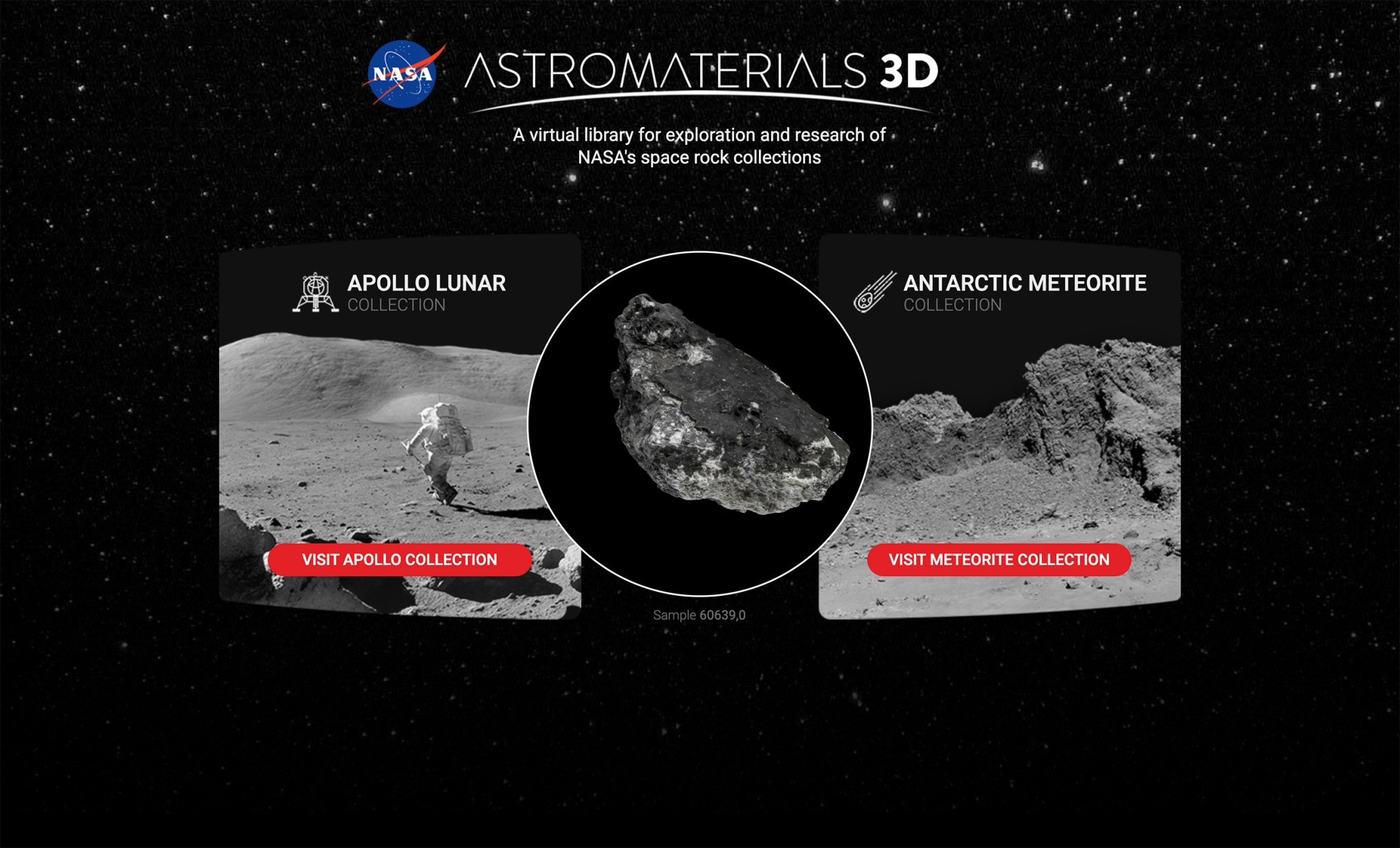 Screenshot of Astromaterials 3D website banner