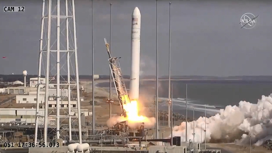 The Cygnus cargo craft launches atop the Antares rocket on time from NASA Wallops Flight Facility in Virginia.