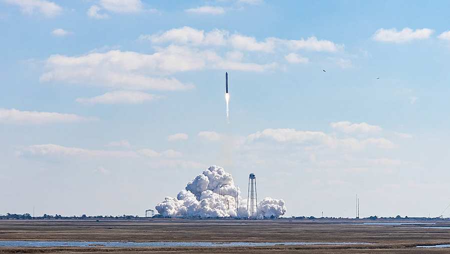 Northrop Grumman's Antares rocket blasted off with the Cygnus space freighter today at 12:36 p.m. EST from Virginia. Credit: NASA Wallops/Allison Stancil