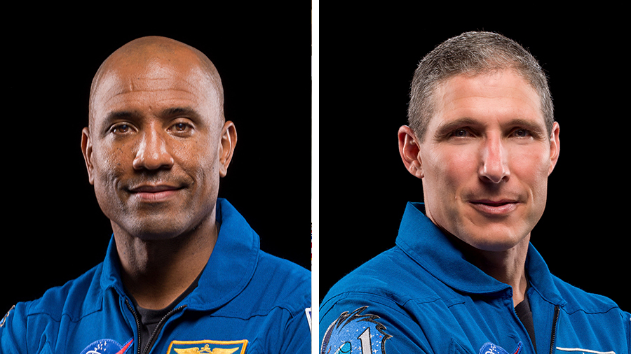 NASA astronauts (from left) Victor Glover and Michael Hopkins will conduct their third spacewalk together on Saturday morning.