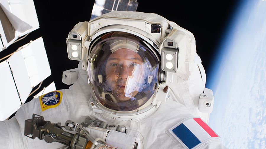 ESA (European Space Agency) astronaut Thomas Pesquet is pictured during a spacewalk in January 2017 when he was an Expedition 50 flight engineer.