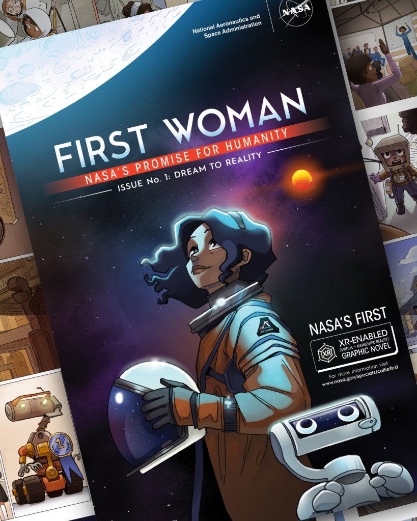The cover of Issue 1 of NASAs graphic Novel called First Woman.