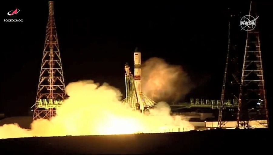 Russiaâs ISS Progress 79 resupply ship blasts off from the Baikonur Cosmodrome in Kazakhstan to the space station. Credit: NASA TV