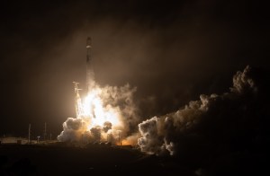 A SpaceX Falcon 9 rocket lifts off from Space Launch Complex 4 at Vandenberg Space Force Base in California on Nov. 24, 2021, carrying NASA’s Double Asteroid Redirection Test (DART) spacecraft. Liftoff was at 1:21 a.m. EST.