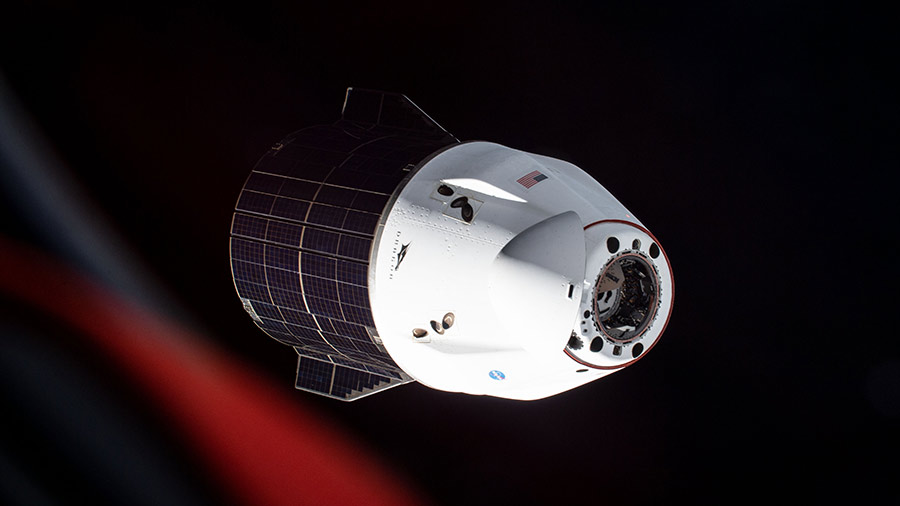 The SpaceX Cargo Dragon resupply ship is photographed departing the space station on July 8, 2021.