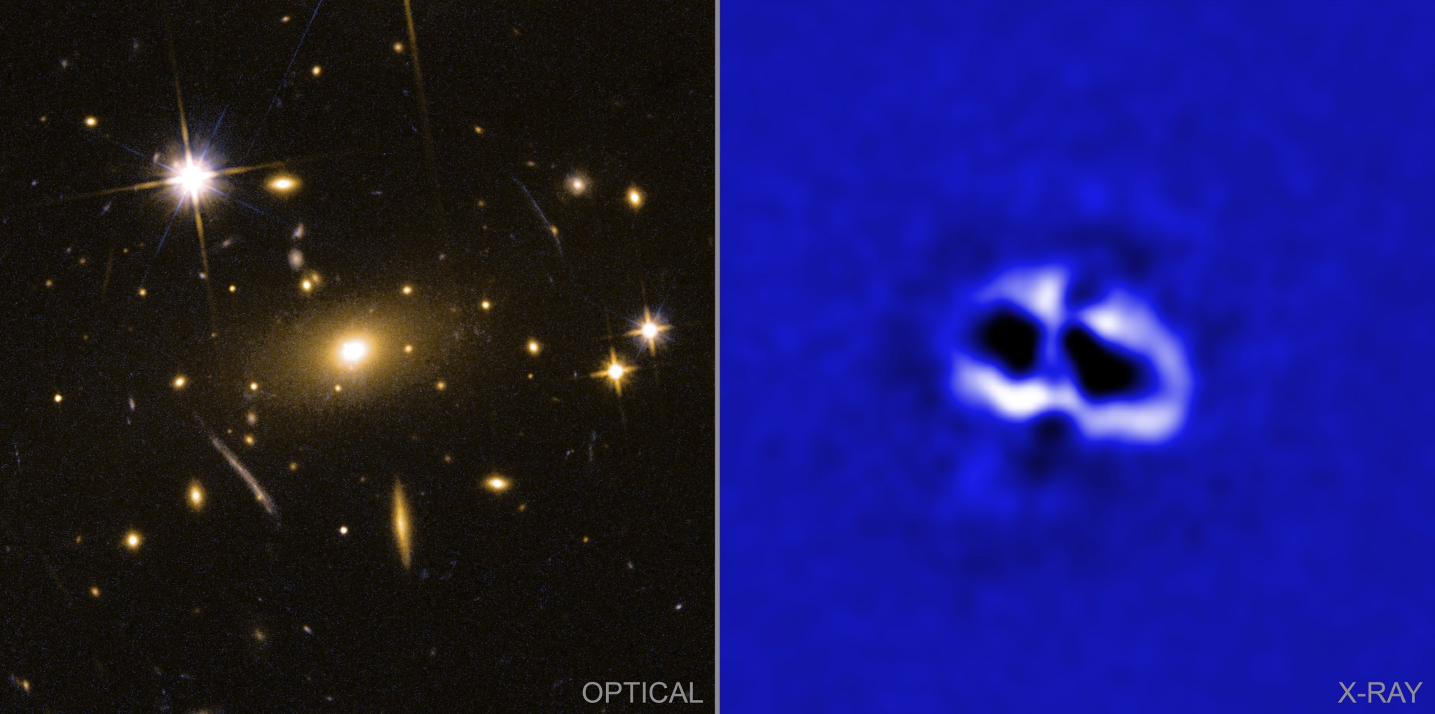 Four enormous cavities, or bubbles, have been found at the center of the RBS 797 galaxy cluster using Chandra. 