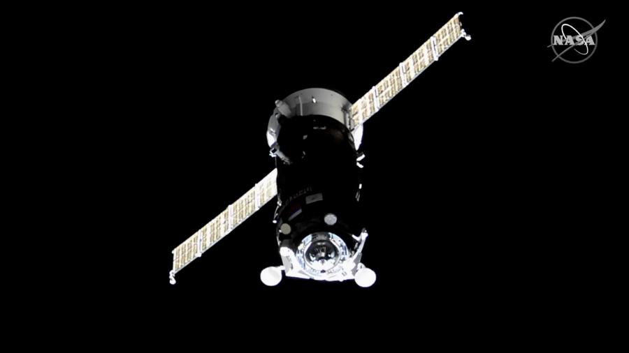 Russia's Progress 80 resupply ship approaches the station for docking on Feb. 17, 2022.