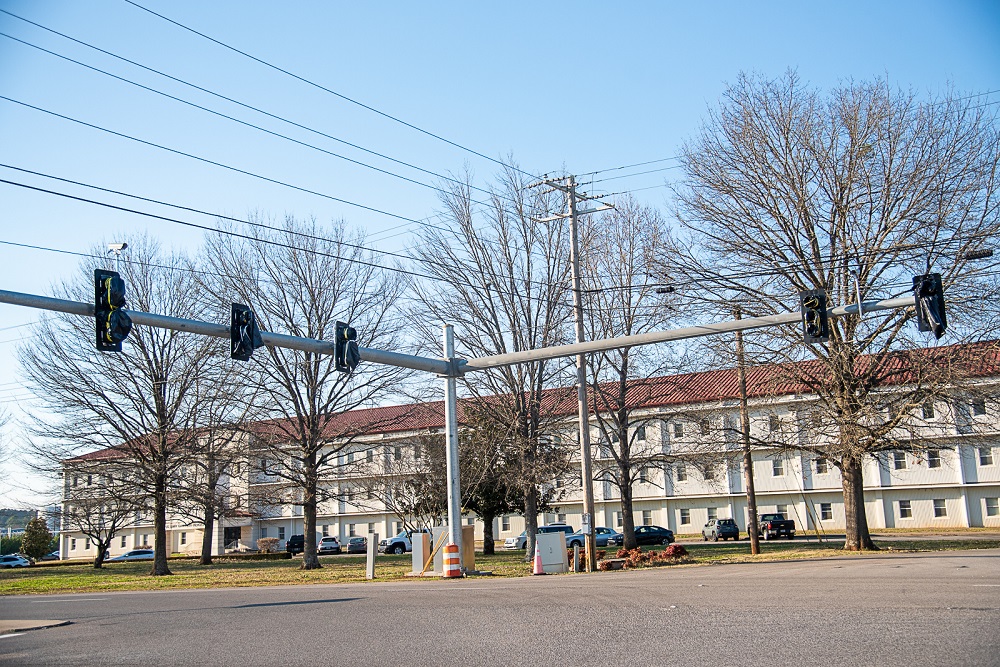 The traffic lights at the intersection of Martin and Dodd roads on Redstone Arsenal will soon become active. 