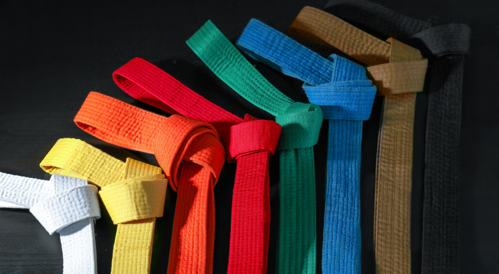 Ranking karate belts from white to black 