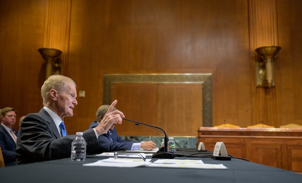 NASA Administrator Bill Nelson testifies before the Senate Appropriations’ Commerce, Justice, Science, and Related Agencies subcommittee during a fiscal year 2025 budget hearing, Thursday, May 23, 2024, at the Dirksen Senate Office Building in Washington.