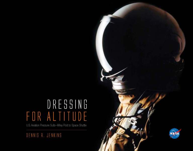 A book cover featuring a pilot wearing an orange pressure suit with its visor closed.