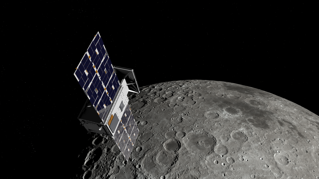 Capstone spacecraft orbiting the moon