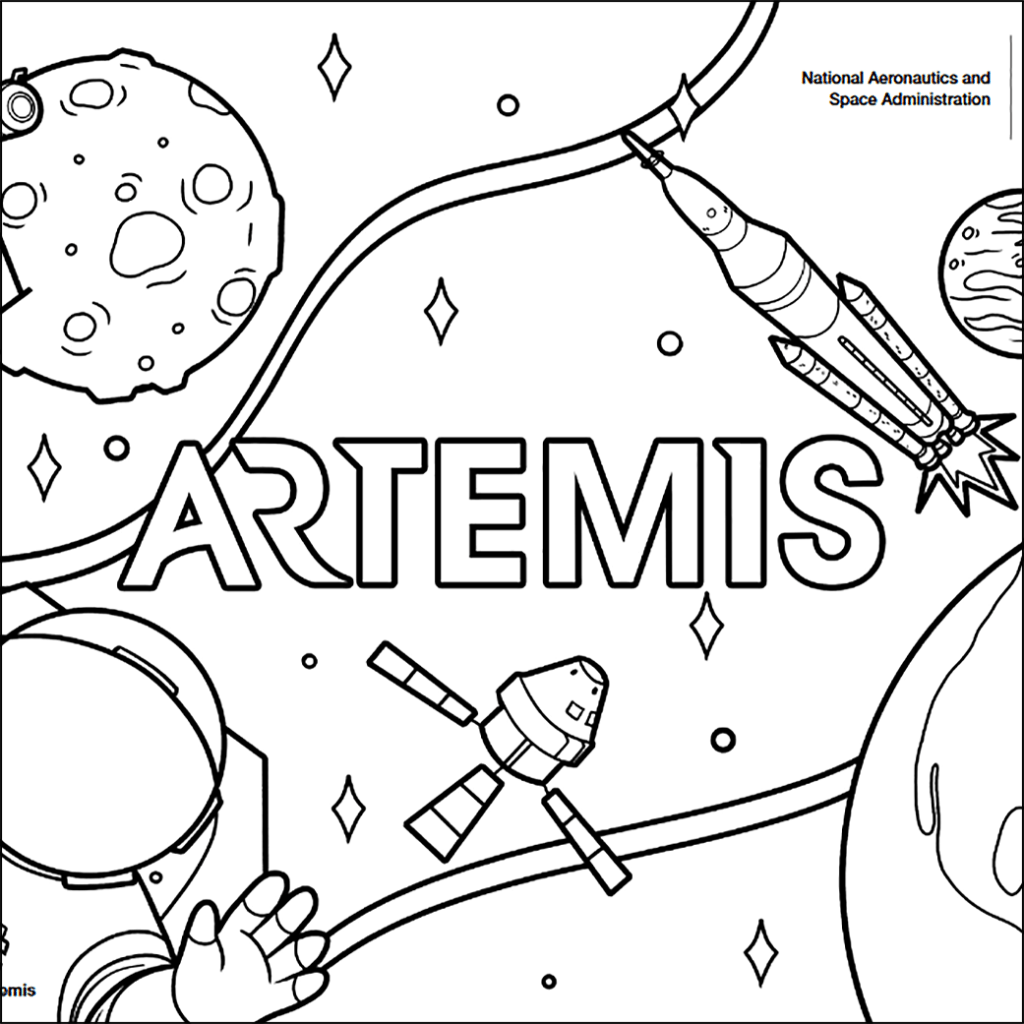 Black and white drawing of Artemis 