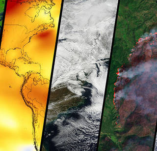 Collage of satellite weather imagery