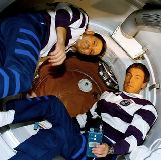 Two astronauts on board the International Space Station