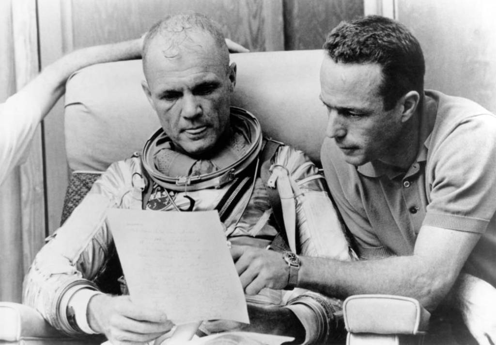 John Glenn and Scott Carpenter After a Simulated Flight