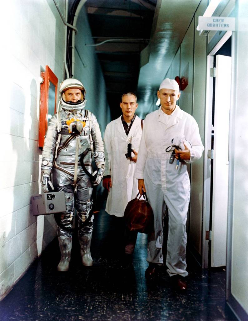 John Glenn Departs from Crew Quarters for Launch