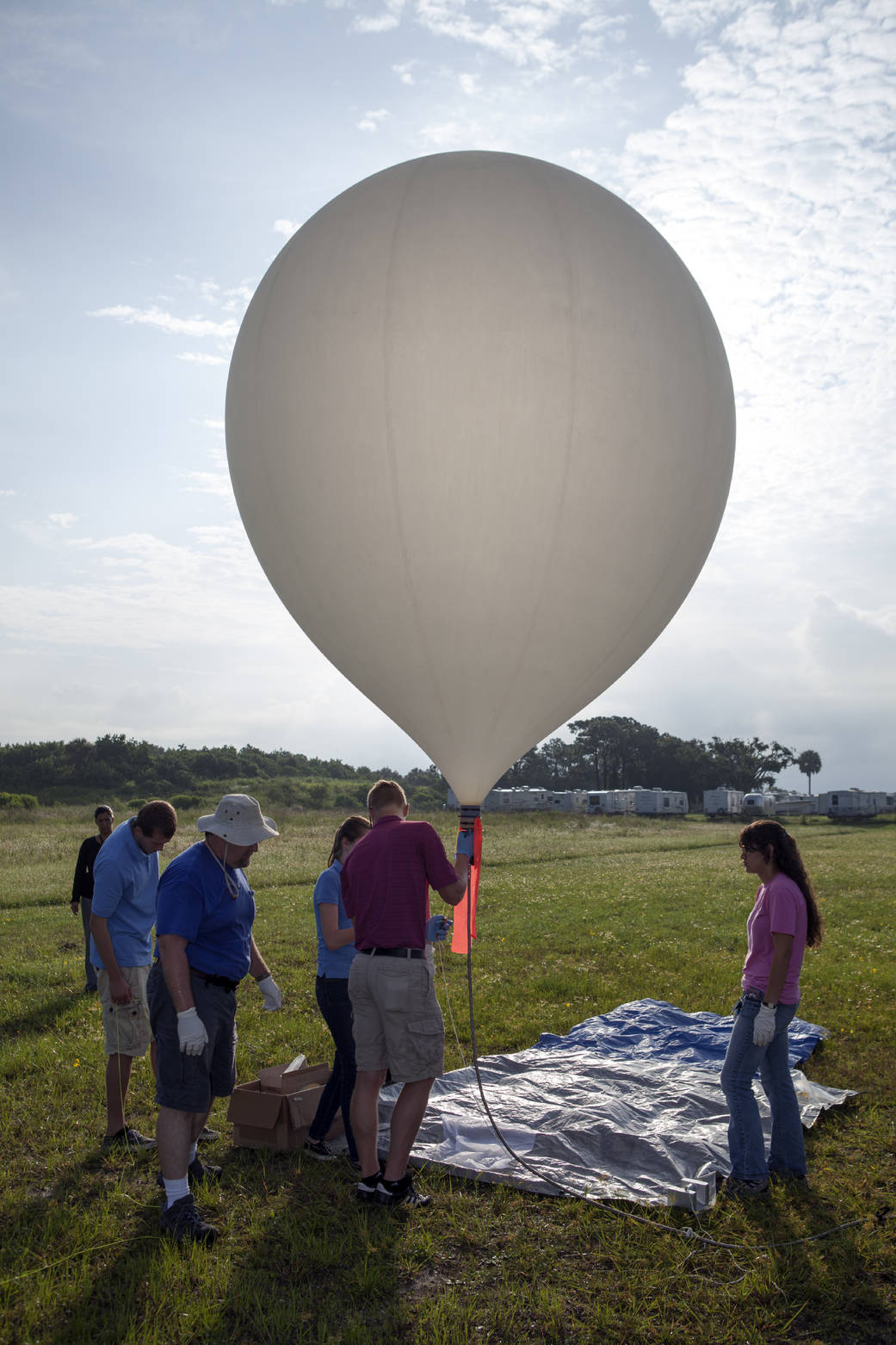 Rocket University participants prepare to launch high-altitude balloon.