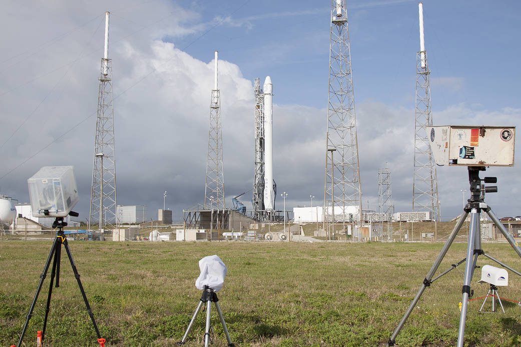 Remote-controlled and motion-activated cameras are set up at Space Launch Complex 40 on Cape Canaveral Air Force Station in Flor