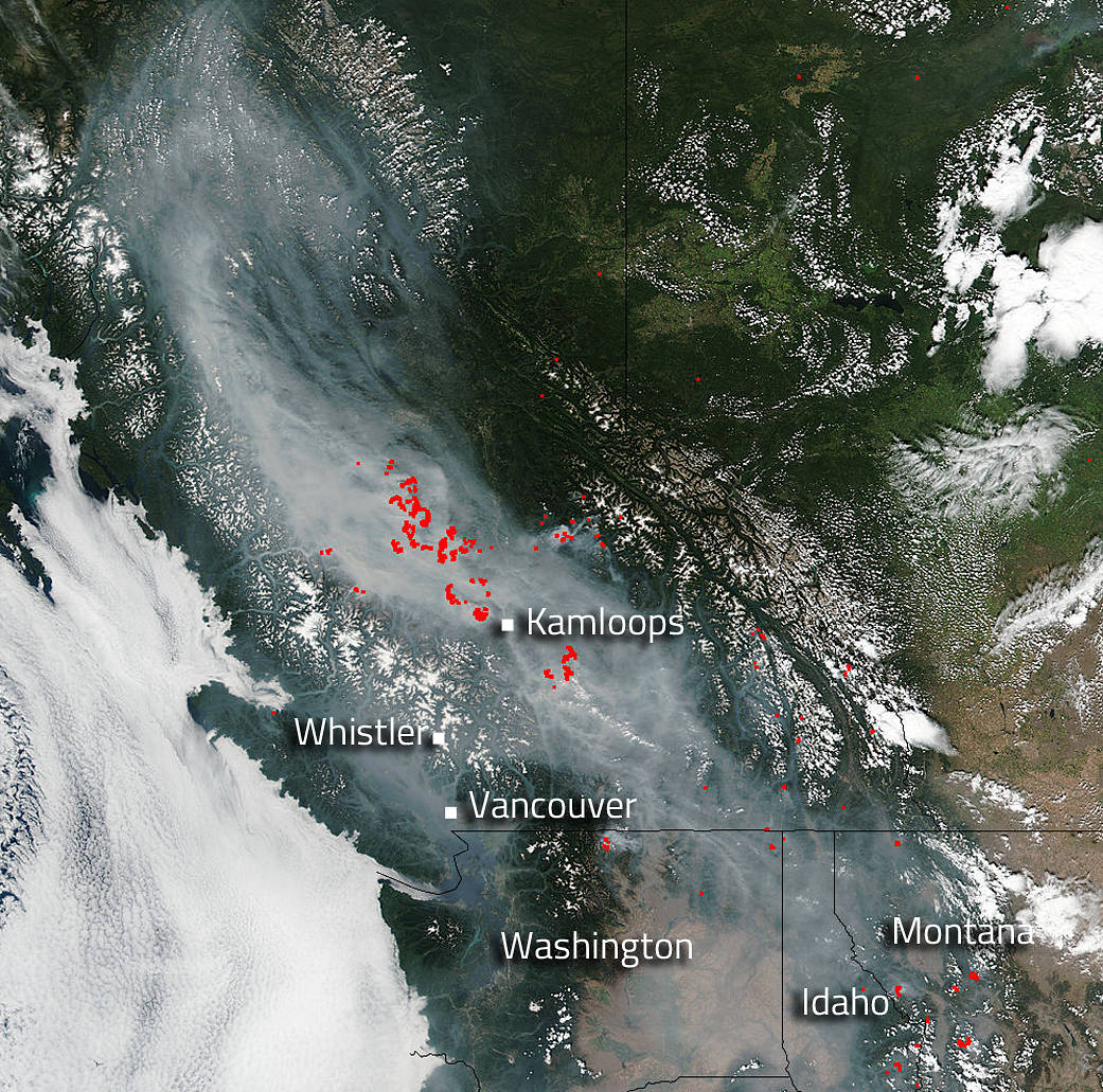 Fire and smoke in British Columbia Canada