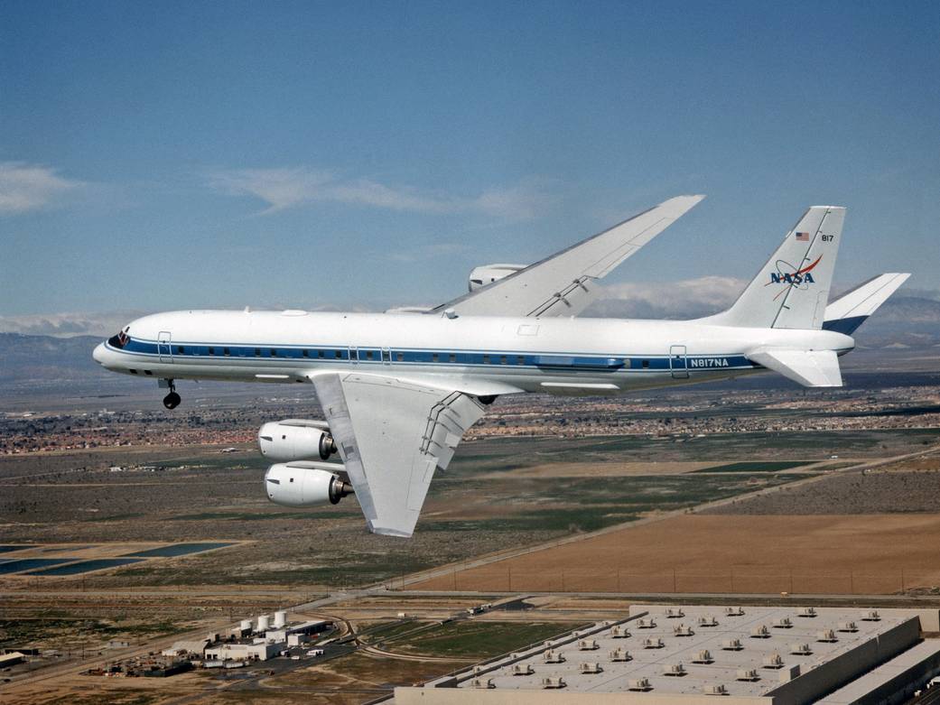 DC-8 Airborne Laboratory in Flight over Palmdale, CA