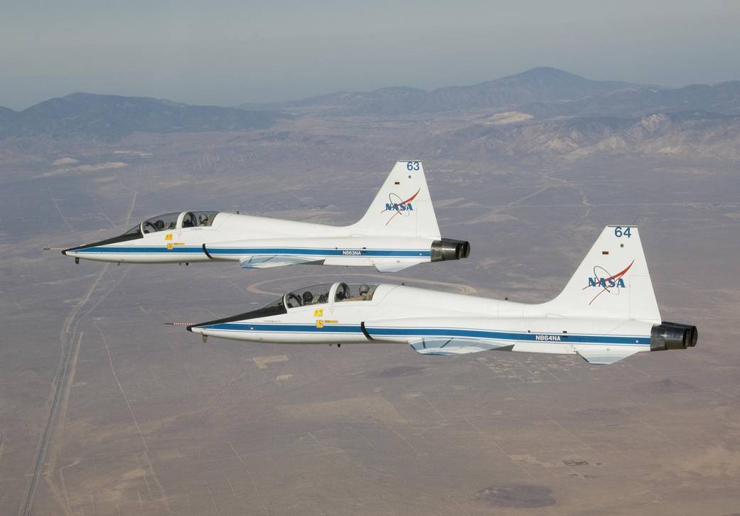 Two T-38A Mission Support Aircraft in Tight Formation
