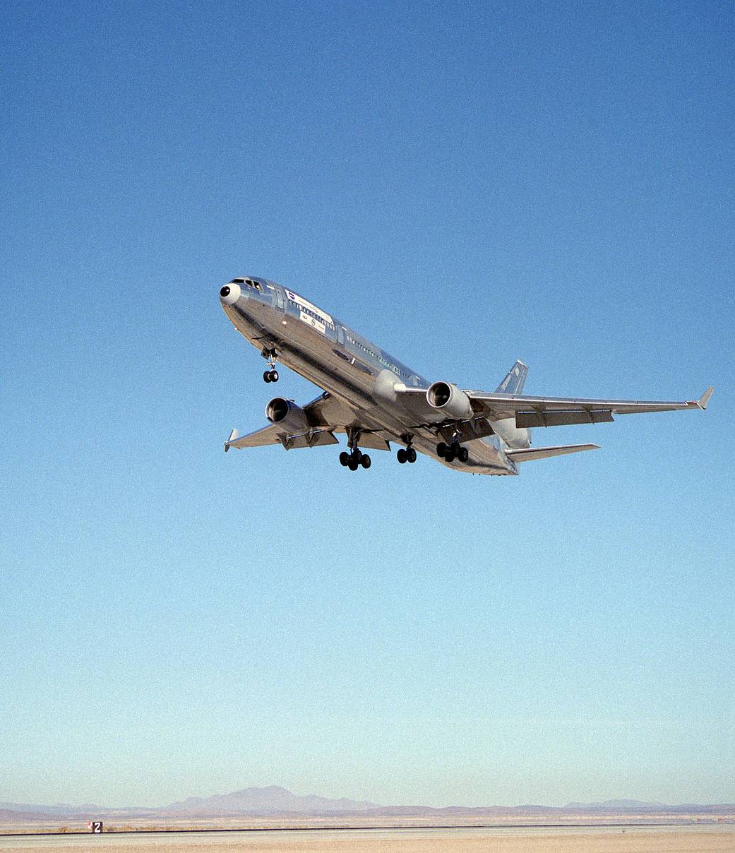 MD-11 aircraft in flight.