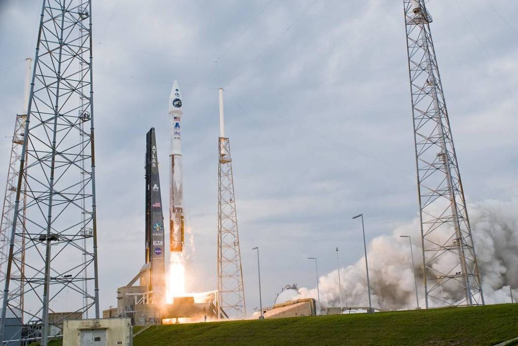 Fire and smoke signal the liftoff of the Atlas V/Centaur carrying NASA's Lunar Reconnaissance Orbiter and Lunar Crater Observation and Sensing Satellite on their missions to the Moon.