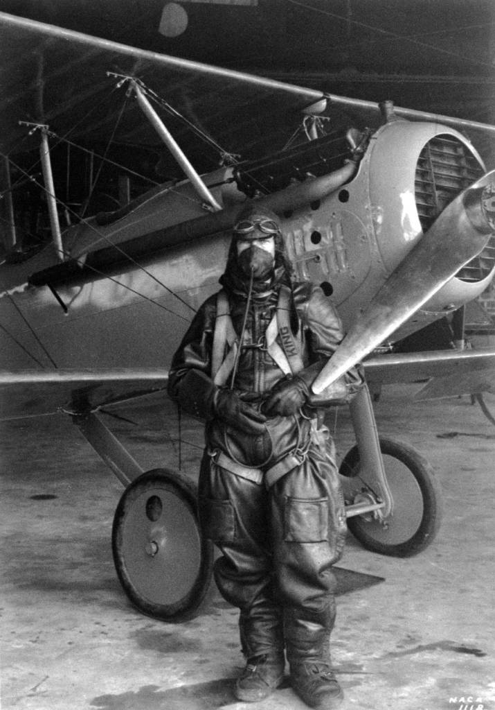 Paul King prepares to take to the air in a Vought VE-7. 