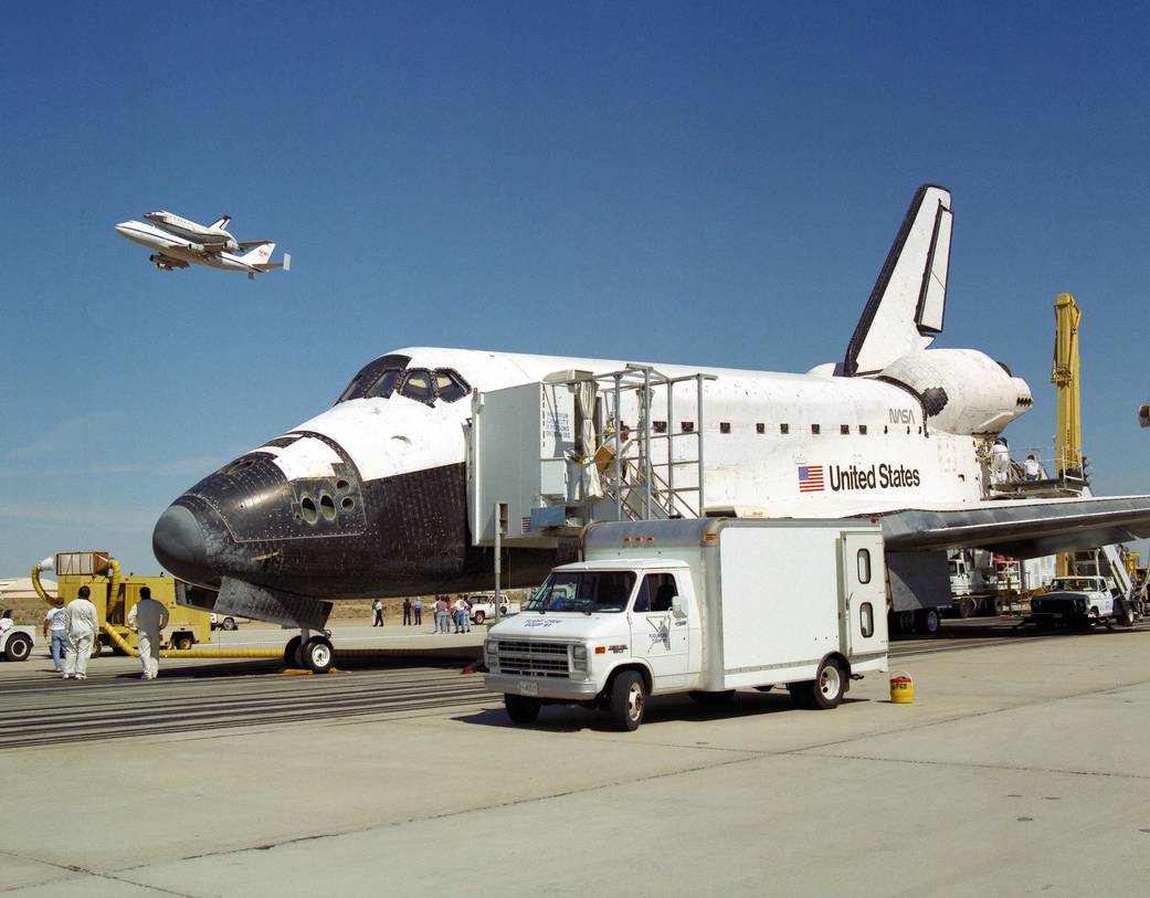 Endeavour Rests as Columbia Flies