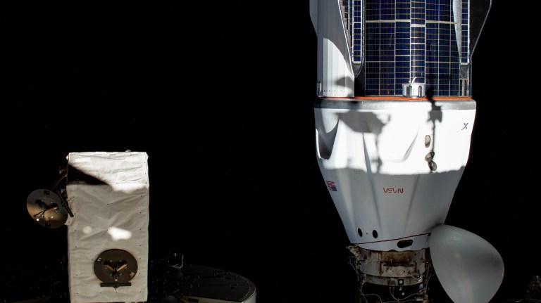 The SpaceX Dragon Freedom spacecraft is pictured docked at the International Space Station's on November 4, 2024.