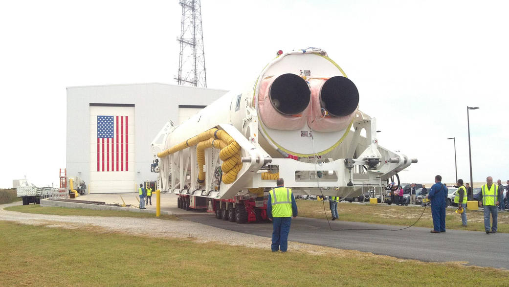 Orbital Sciences' Antares Rocket Rolls Out