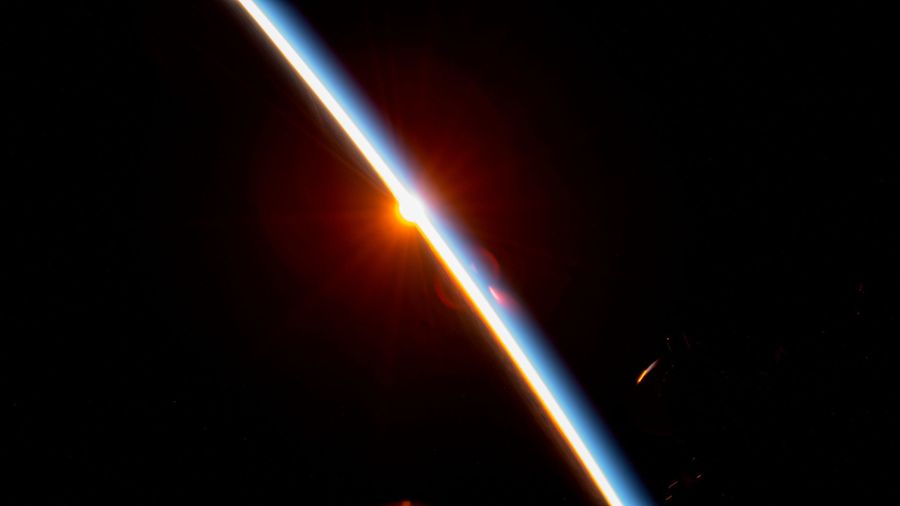 The last rays of an orbital sunset fade below Earth's horizon in this photograph from the International Space Station as it orbited 269 miles above the Atlantic Ocean just off the coast of southern Argentina on Feb. 17, 2023.